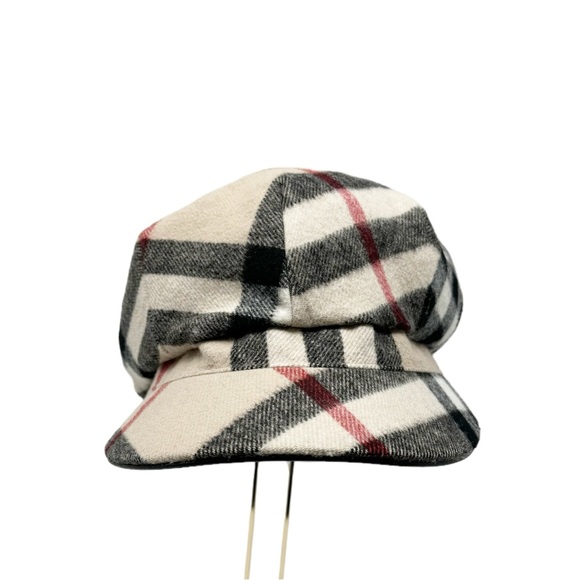 Burberry Wool Cashmere Check Newsboy Cap Hat Size M Nova Check Plaid $760 Retail - Picture 2 of 6